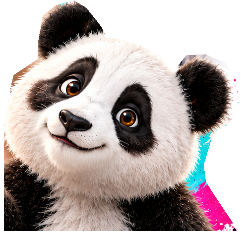 Nous, das KI-Power-Panda-Maskottchen